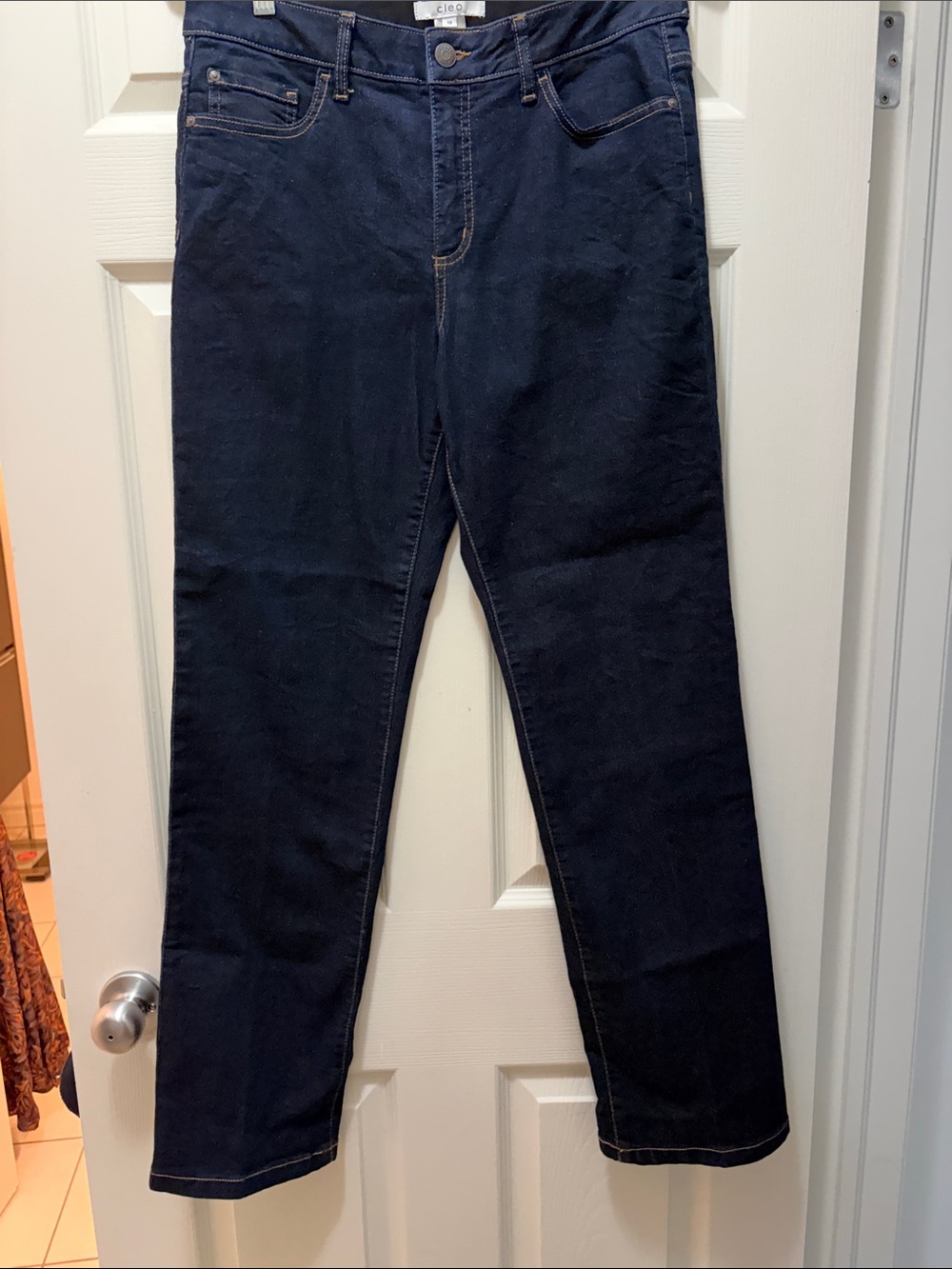 Cleo Dark Blue Denim Jeans with Contrast Stitching